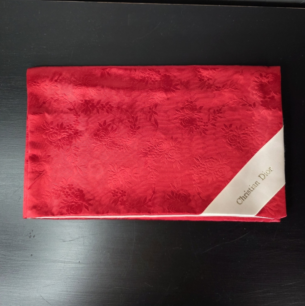 Vintage Christian Dior Silky Red Floral Pouch